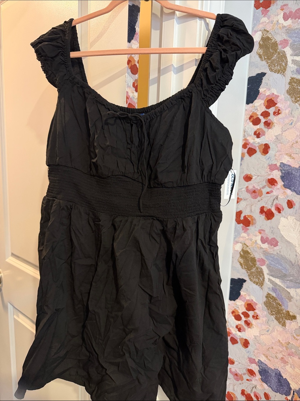 Old Navy Black Mini Dress with Smocked Waist